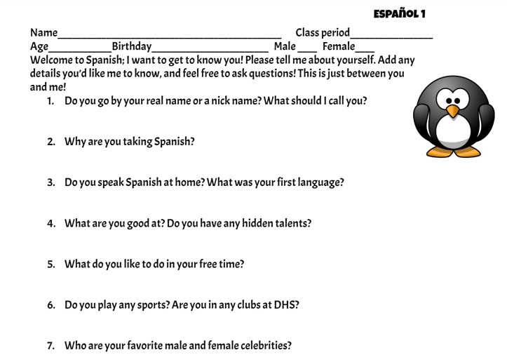 Student interest survey, part 1